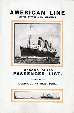 Passenger Manifest Cover, May 1915 Westbound Voyage - SS St. Louis 