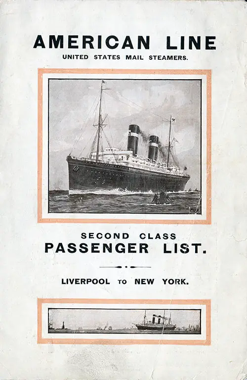 Passenger Manifest Cover, May 1915 Westbound Voyage - SS St. Louis 