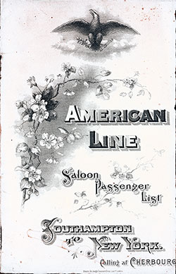 Passenger Manifest Cover, September 1901 Westbound Voyage - SS St. Paul
