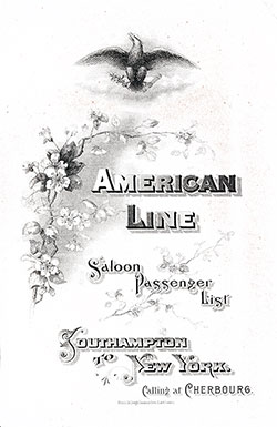Passenger Manifest Cover, December 1902 Westbound Voyage - SS St. Paul