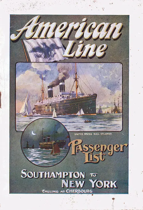 Front Cover, SS St. Paul Passenger List - 15 July 1911