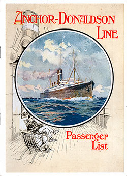 Front Cover: Cabin Class Passenger List for the SS Athenia of the Anchor-Donaldson Line Dated 8 May 1925.