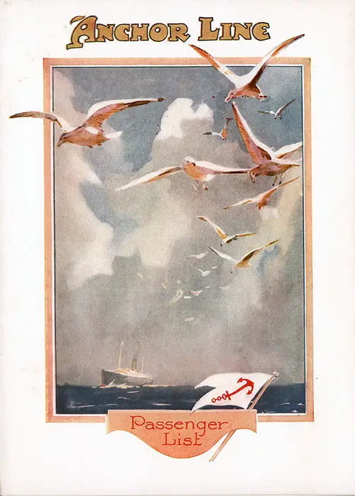 A Beautiful Cover Graphic Featuring Seagulls on This 1922 Passenger List From the Anchor Steamship Line.