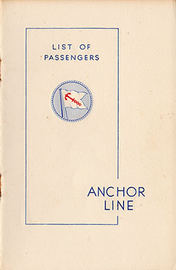 Front Cover, 1936-09-18 TSS Caledonia Passenger List