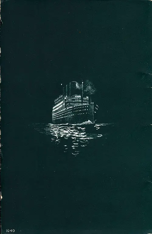Back Cover, SS California Passenger List - 20 August 1930