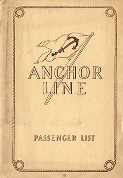 Passenger Manifest, Anchor Line SS Cameronia, 1927-07-02