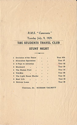 Example of One of the Student Travel Club Organizations Operating in the Interwar Years (1920s-1930s) with a Program from a Student Stunt Night.