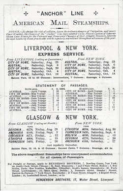 GGA Image ID # 15b76cfaec Back Cover for a Saloon Class Passenger List for the SS City of Rome of the Anchor Line Dated 23 August 1884.