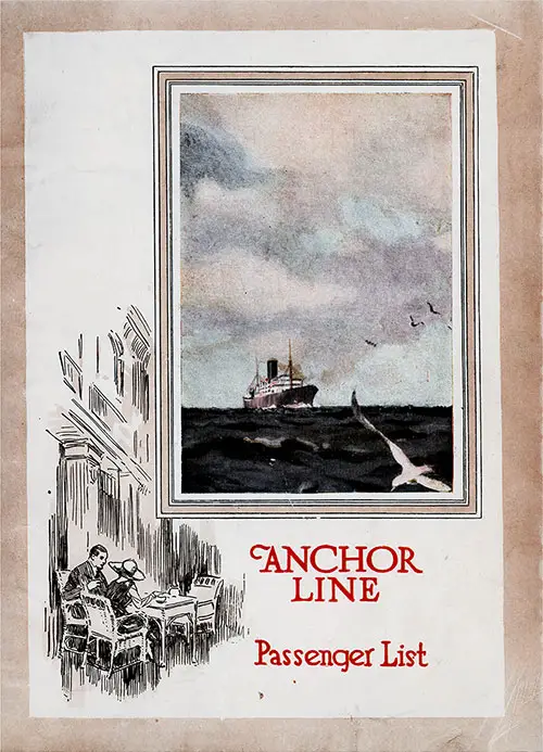Front Cover - 17 July 1920 Passenger List, TSS Columbia, Anchor Line