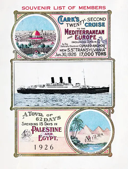 Front Cover, SS Transylvania Passenger List 30 January 1926