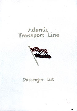 Front Cover, Atlantic Transport Line SS Minnetonka First Class Passenger List - 23 May 1914.
