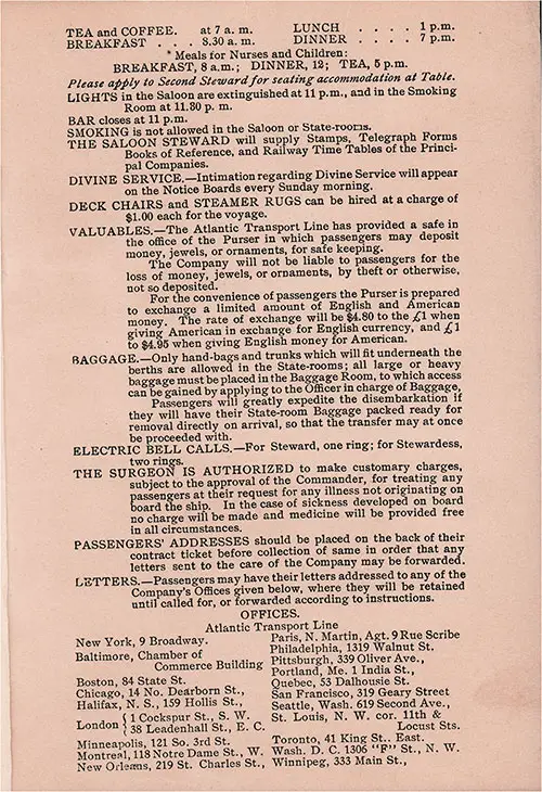 Information for Passengers Published on the 23 May 1914