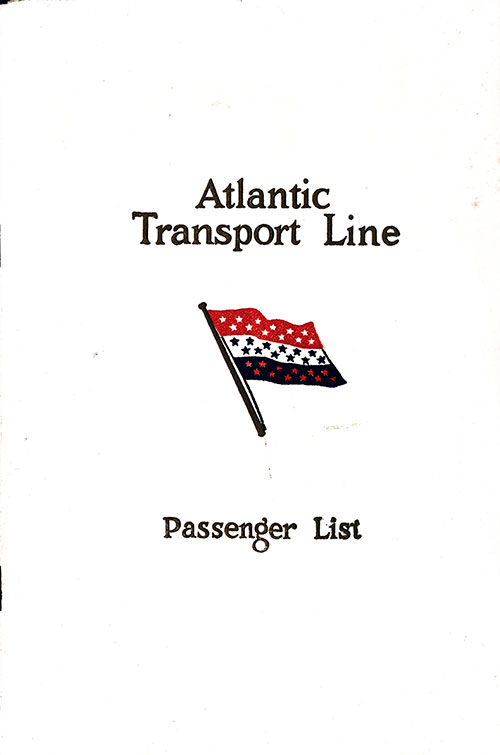Front Cover, Atlantic Transport Line SS Minnewaska First Class Passenger List - 2 August 1930.
