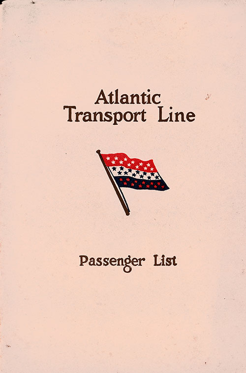Front Cover of a First Class Passenger List for the SS Minnewaska of the Atlantic Transport Line, Departing 27 September 1930 from New York and Halifax to London