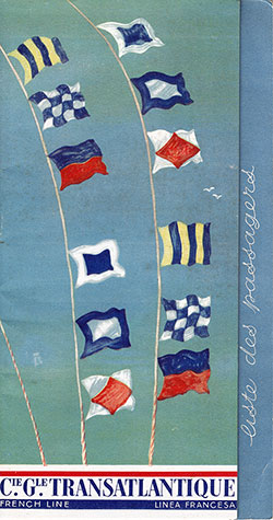 GGA Image ID # 1727b67d15 Front Cover of a Cabin and Tourist Class Passenger List from the SS Liberté of the CGT French Line, Departing 21 September 1954 from Le Havre to New York via Southampton