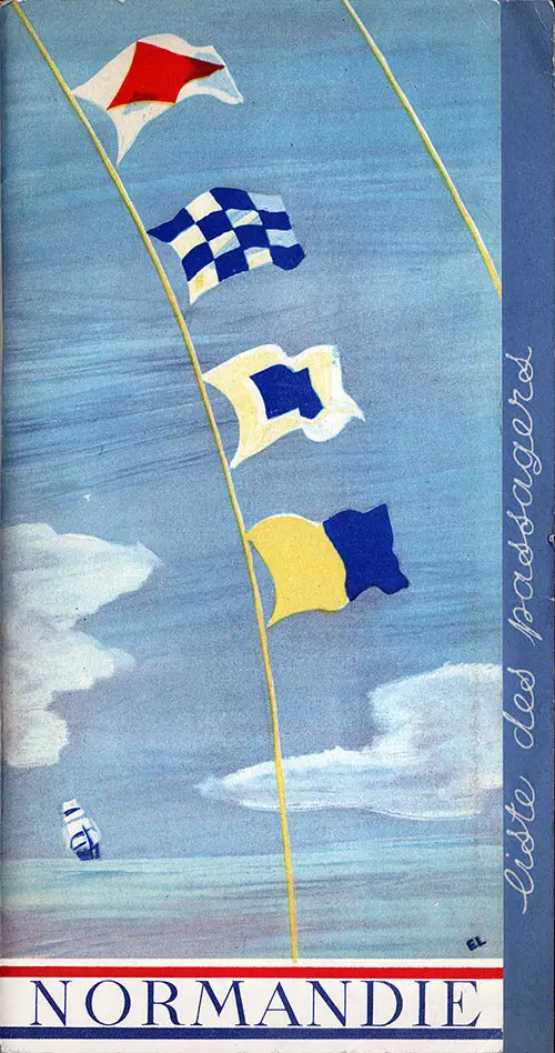 Front Cover, SS Normandie Passenger List - 3 November 1937