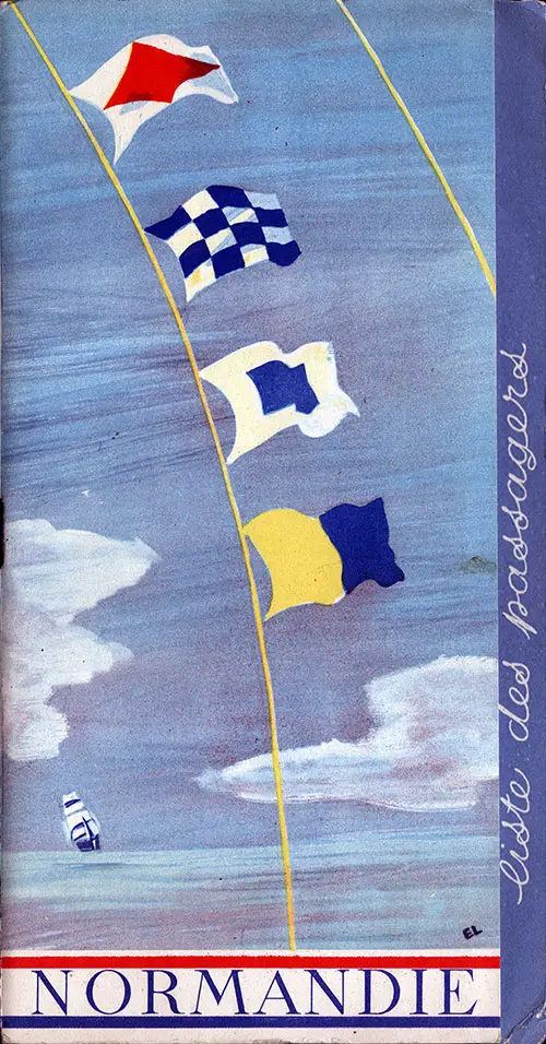 The Front Cover of the Tourist Passenger List From the SS Normandie, the Flagship of the French Line (Compagnie Générale Transatlantique), Departing Wednesday, 24 August 1938