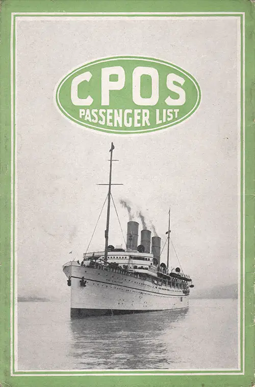 Back Cover of the 28 July 1920 Passenger List With Photograph of the SS Empress of France.