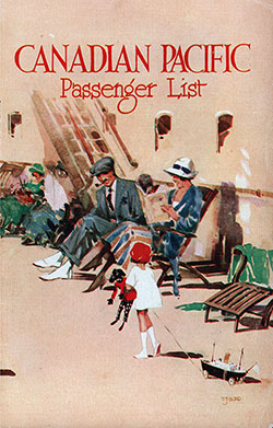 Front Cover, 1928-08-18 SS Empress of France Passenger List