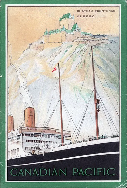 Front Cover of a Second Class Passenger List for SS Empress of Scotland of the Canadian Pacific Line (CPOS), Departing Thursday, 14 August 1924 from Hamburg to Québec.