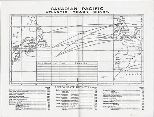 Atlantic Track Chart (Unused). Canadian Pacific (CPOS).