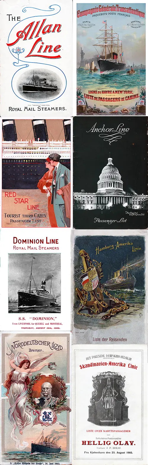 Collage of Immigrant Passenger List Covers