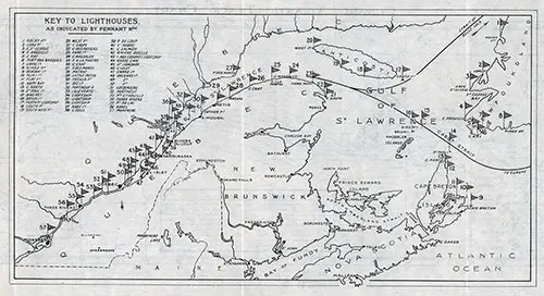 Key to Canadian Lighthouses, Cunard Line, 1928.