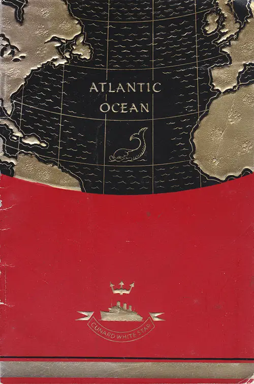 Front Cover of a Tourist Class Passenger List from the RMS Antonia of the Cunard Line, Departing 31 July 1936 from Liverpool to Montreal and Quebec via Greenock and Belfast