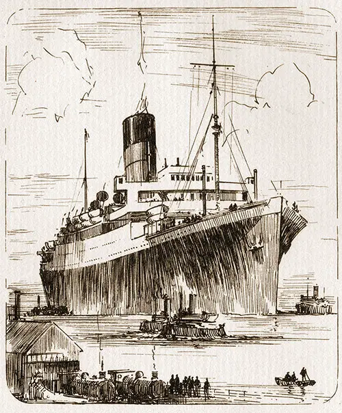 Sketch of the RMS Antonia of the Cunard Line - 31 July 1936.