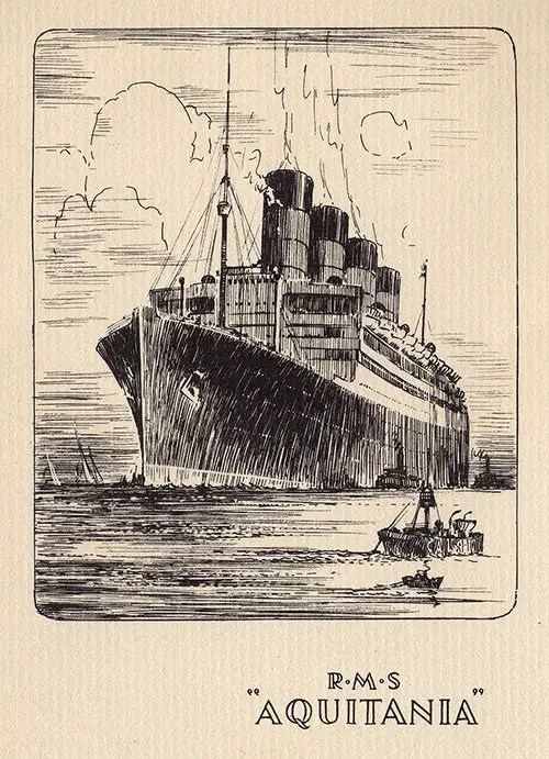 RMS Aquitania Painting, Cunard Line RMS Aquitania Tourist Class Passenger List - 26 August 1936.