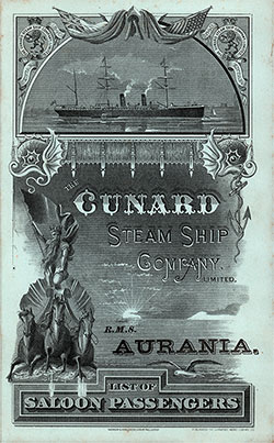 1887-02-26 Passenger Manifest for the SS Aurania