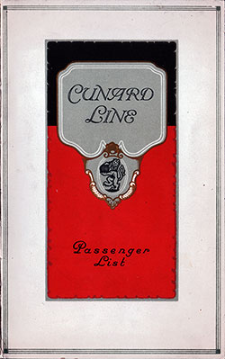Front Cover, 1925-08-15 RMS Ausonia Passenger List