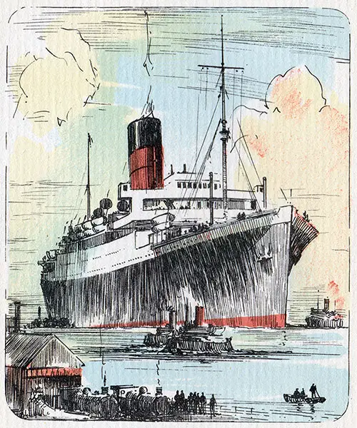 Painting of the Cunard Line RMS Ausonia - 15 October 1938.