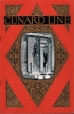 Front Cover, Cunard Line RMS Berengaria First Class Passenger List - 16 July 1929.