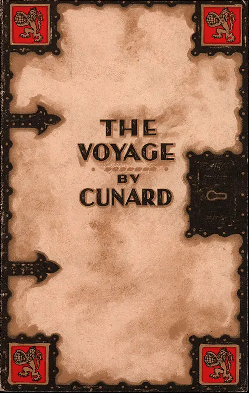 Front Cover, Cunard Line RMS Berengaria Tourist Passenger List - 2 September 1933.