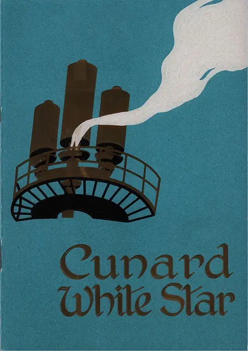 Front Cover, Cunard Line RMS Berengaria Tourist Class Passenger List - 11 September 1935.