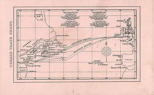 Cunard Transatlantic Track Chart, 1901.