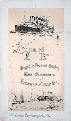 1910 Passenger Manifest Cover - Cunard Line Campania