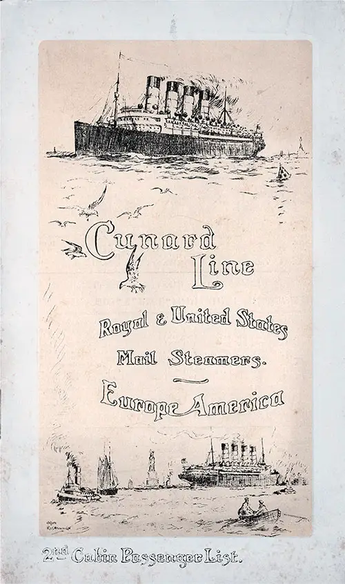1910 Passenger Manifest Cover - Cunard Line Campania