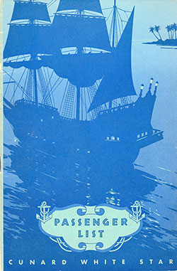 GGA Image ID # 1729630684 Front Cover of a Cruise Passenger List from the SS Carinthia of the Cunard Line, Departing 25 July 1939 from New York to Quebec, Gaspé, and Halifax and returning to New York