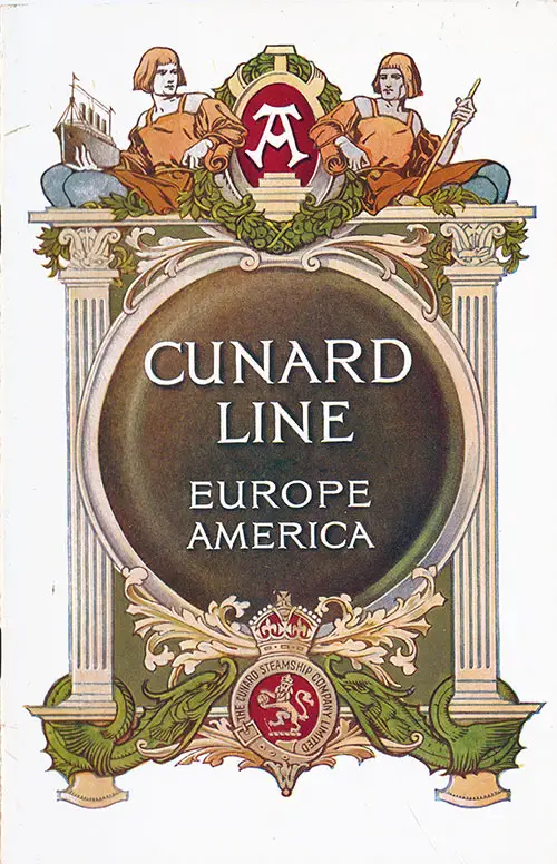 Front Cover, Cunard RMS Carmania Saloon Passenger List - 29 July 1914. 