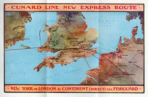 Map of Cunard Line Express Route.
