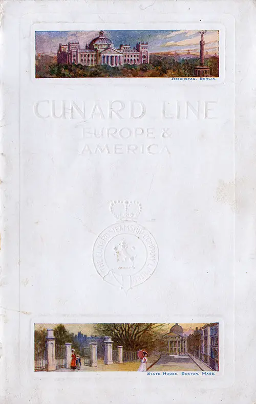 Front Cover, Cunard RMS Caronia Passenger List - 2 November 1912