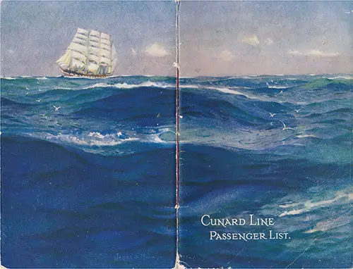 Front and Back Cover, Cunard RMS Caronia Saloon and Second Cabin Passenger List - 7 August 1920