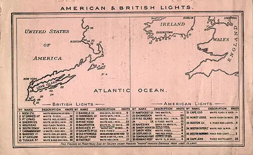 American and British Lights. SS Carpathia Passenger List, 4 October 1904.
