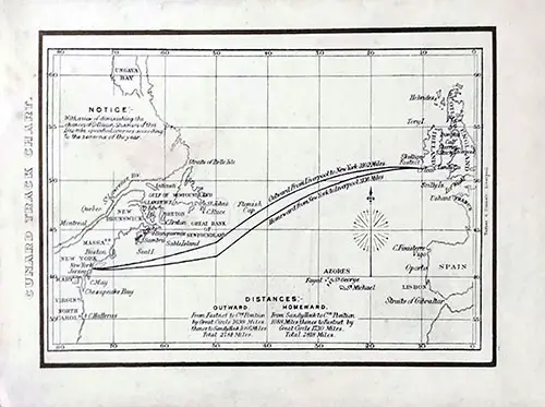 Track Chart on the Back Cover, RMS Etruria Saloon Passenger List, 1 April 1898.