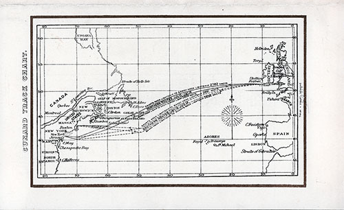 Cunard Atlantic Ocean Track Chart, 1898.