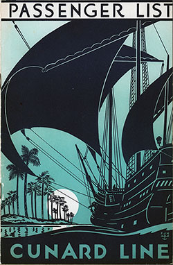 GGA Image ID # 130ab4966d Front Cover, Cunard Line SS Franconia Cruise Passenger List - 12 August 1933.