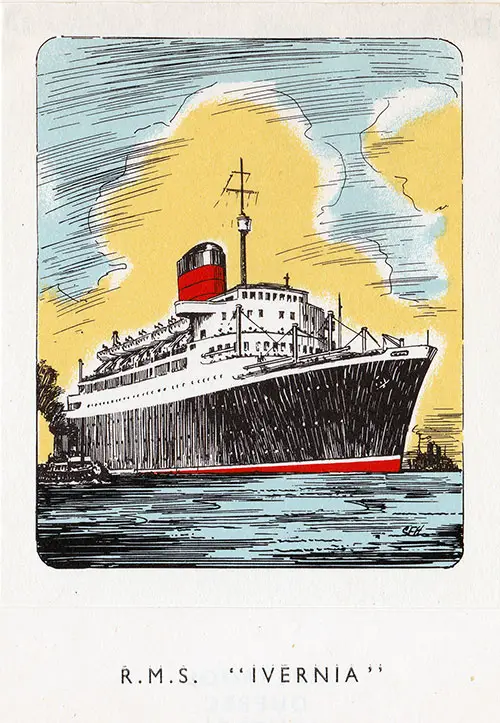 Painting of the Cunard Line RMS Ivernia - 11 July 1956.