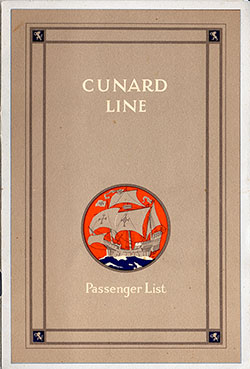 Front Cover of a Cabin Passenger List from the RMS Lancastria of the Cunard Line, Departing 6 September 1930 from Southampton to New York via Southampton and Le Havre
